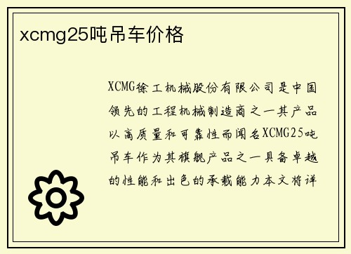 xcmg25吨吊车价格